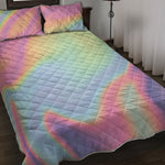 Pastel Holographic Print Quilt Bed Set