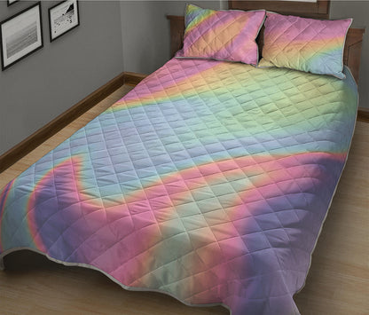 Pastel Holographic Print Quilt Bed Set
