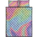 Pastel Holographic Print Quilt Bed Set