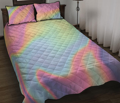 Pastel Holographic Print Quilt Bed Set