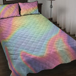Pastel Holographic Print Quilt Bed Set