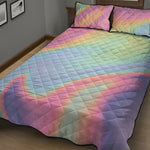 Pastel Holographic Print Quilt Bed Set