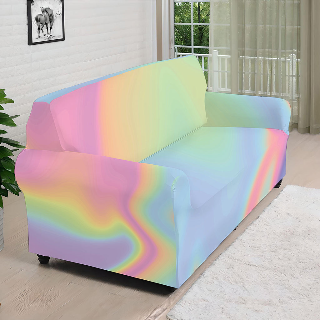 Pastel Holographic Print Sofa Cover