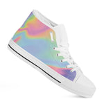 Pastel Holographic Print White High Top Shoes