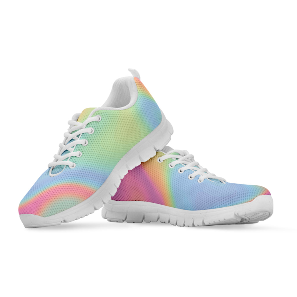 Pastel Holographic Print White Sneakers
