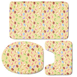 Pastel Macaron Pattern Print 3 Piece Bath Mat Set