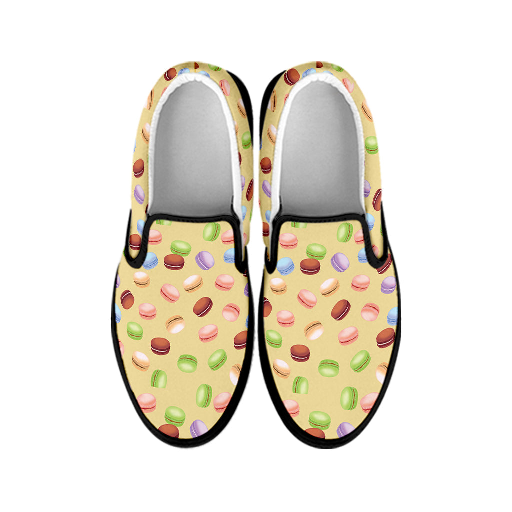 Pastel Macaron Pattern Print Black Slip On Shoes