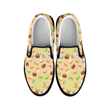 Pastel Macaron Pattern Print Black Slip On Shoes