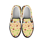 Pastel Macaron Pattern Print Black Slip On Shoes