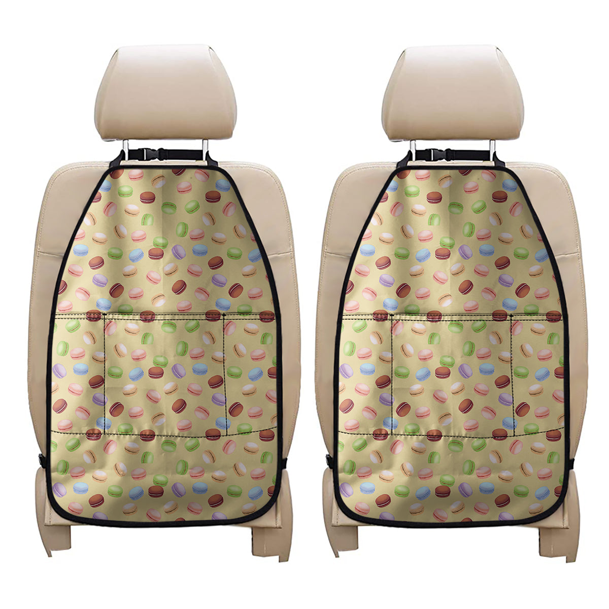 Pastel Macaron Pattern Print Car Seat Organizers