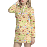 Pastel Macaron Pattern Print Hoodie Dress