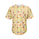 Pastel Macaron Pattern Print Men's Baseball Jersey