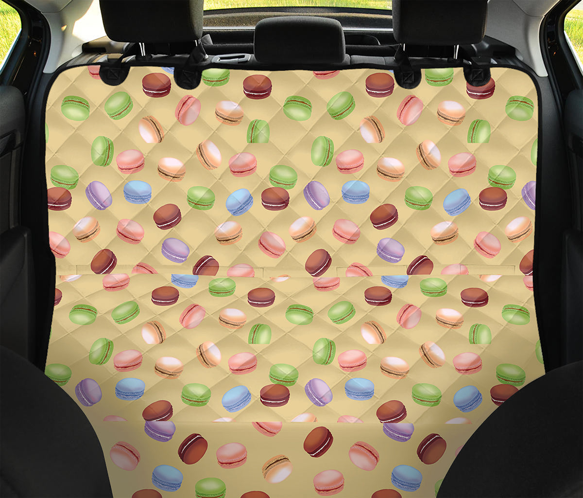 Pastel Macaron Pattern Print Pet Car Back Seat Cover