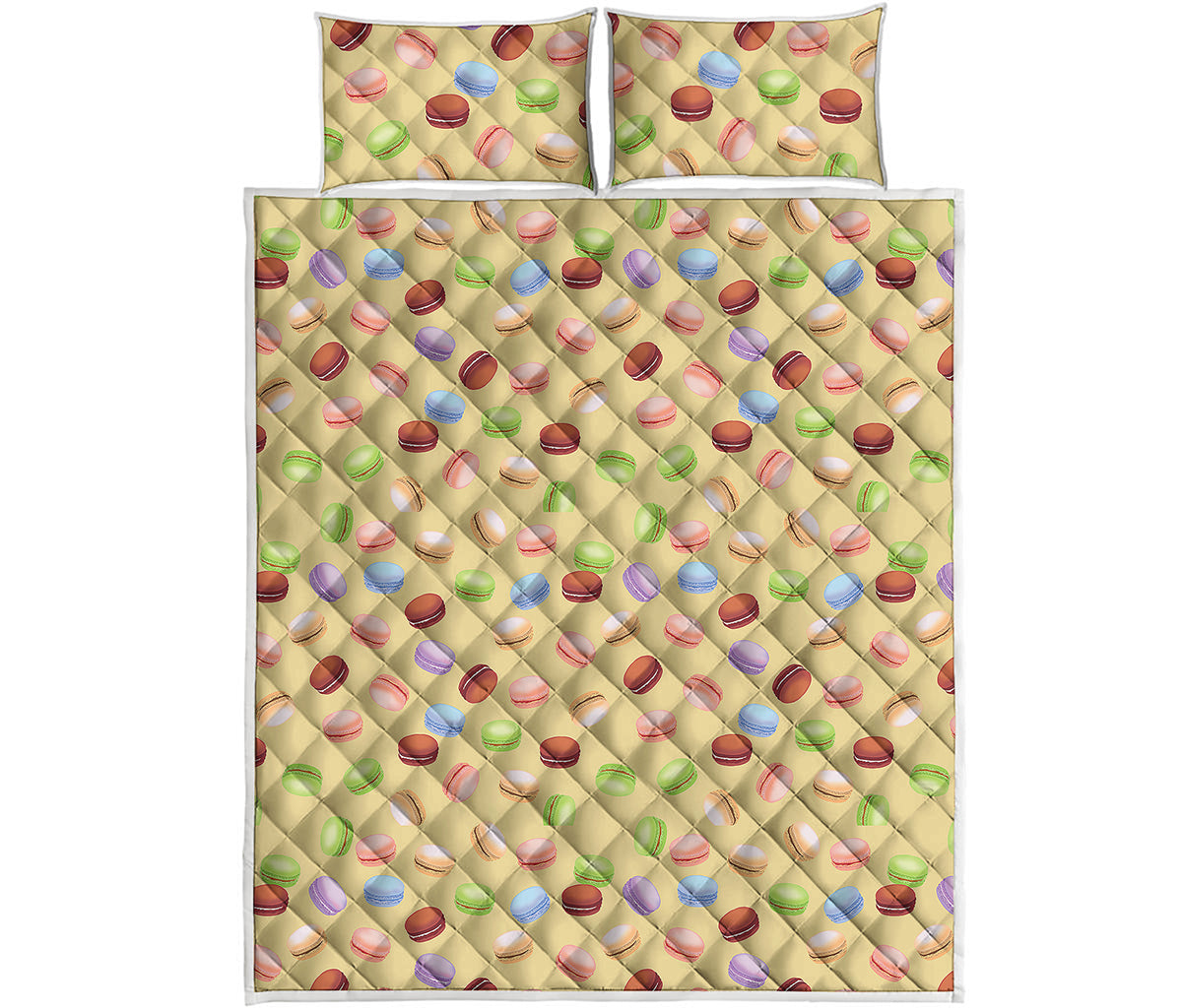 Pastel Macaron Pattern Print Quilt Bed Set