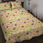 Pastel Macaron Pattern Print Quilt Bed Set