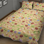 Pastel Macaron Pattern Print Quilt Bed Set