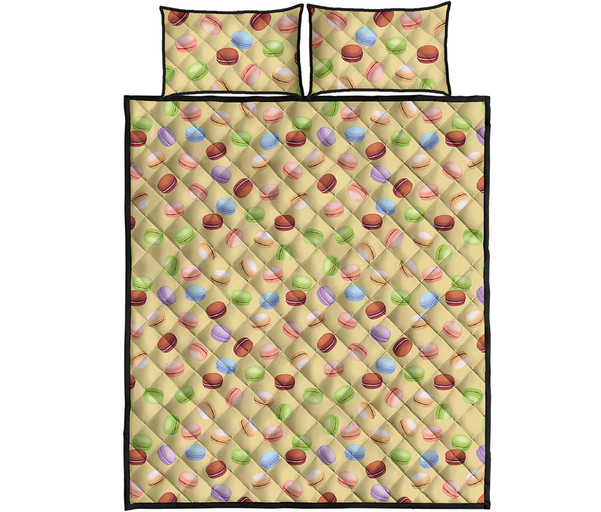 Pastel Macaron Pattern Print Quilt Bed Set