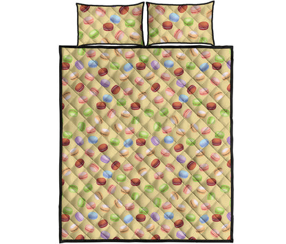 Pastel Macaron Pattern Print Quilt Bed Set