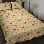 Pastel Macaron Pattern Print Quilt Bed Set