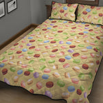 Pastel Macaron Pattern Print Quilt Bed Set