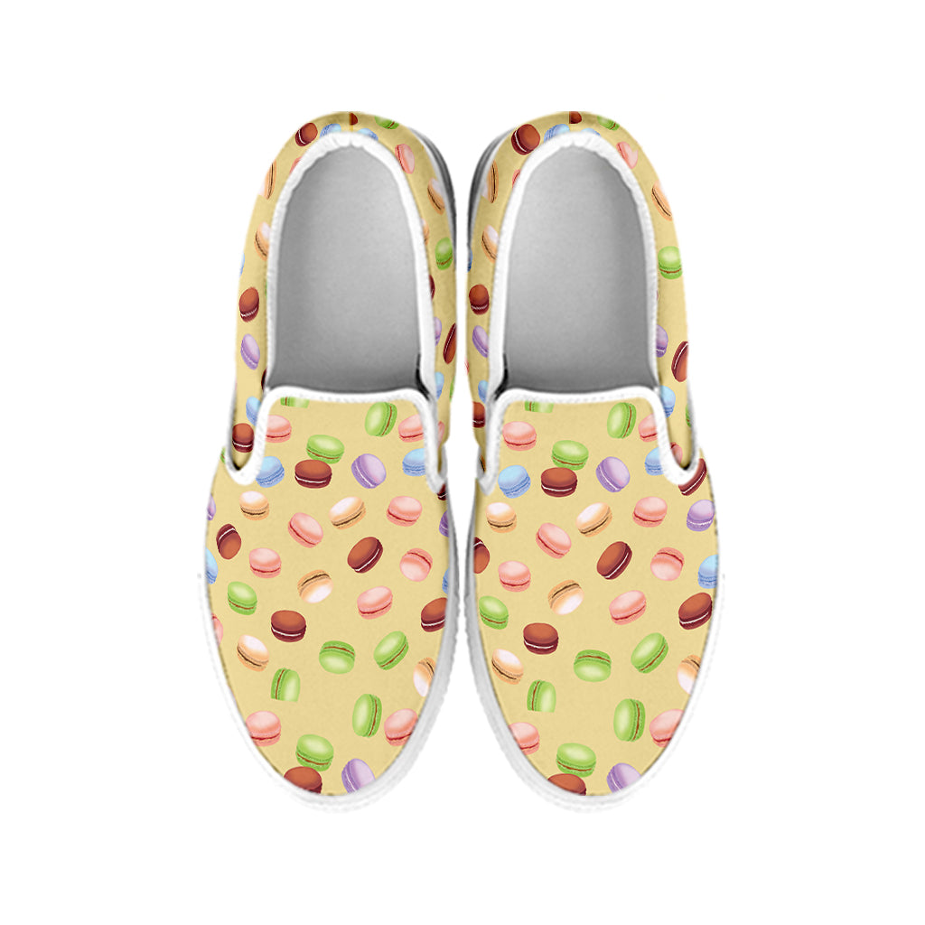 Pastel Macaron Pattern Print White Slip On Shoes