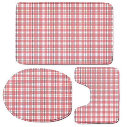 Pastel Madras Pattern Print 3 Piece Bath Mat Set