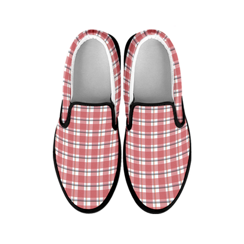 Pastel Madras Pattern Print Black Slip On Shoes