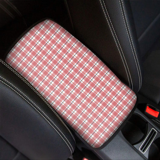 Pastel Madras Pattern Print Car Center Console Cover