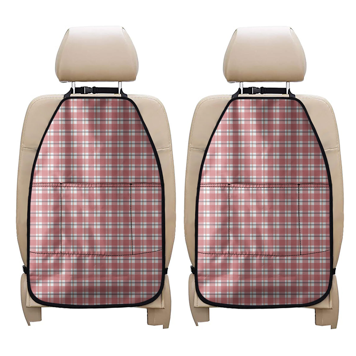 Pastel Madras Pattern Print Car Seat Organizers