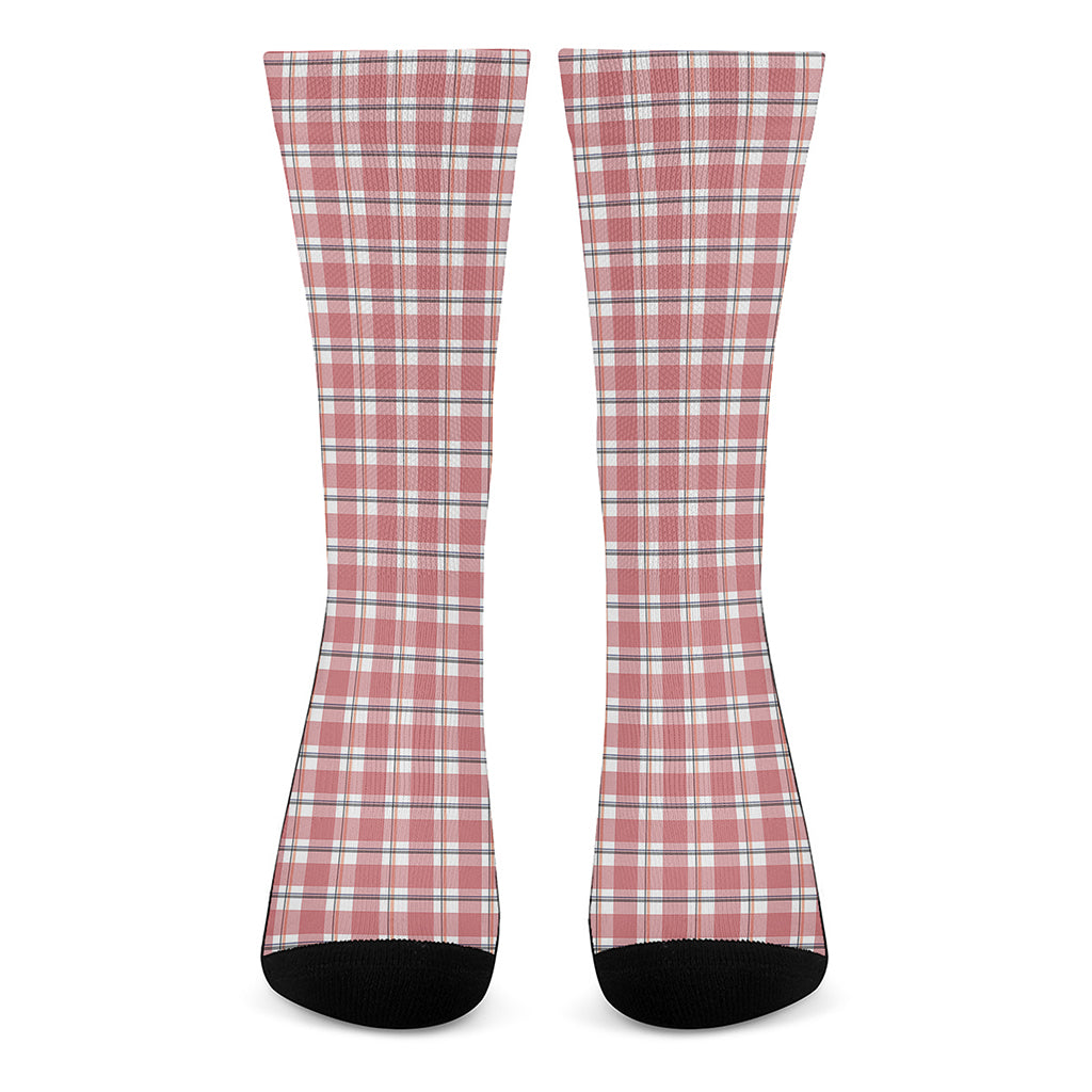 Pastel Madras Pattern Print Crew Socks