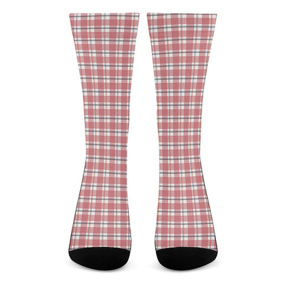 Pastel Madras Pattern Print Crew Socks