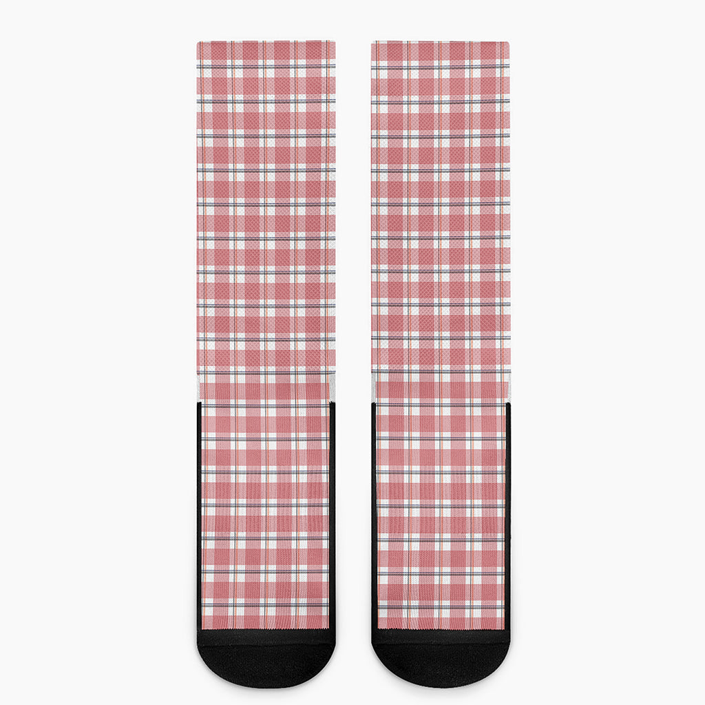 Pastel Madras Pattern Print Crew Socks