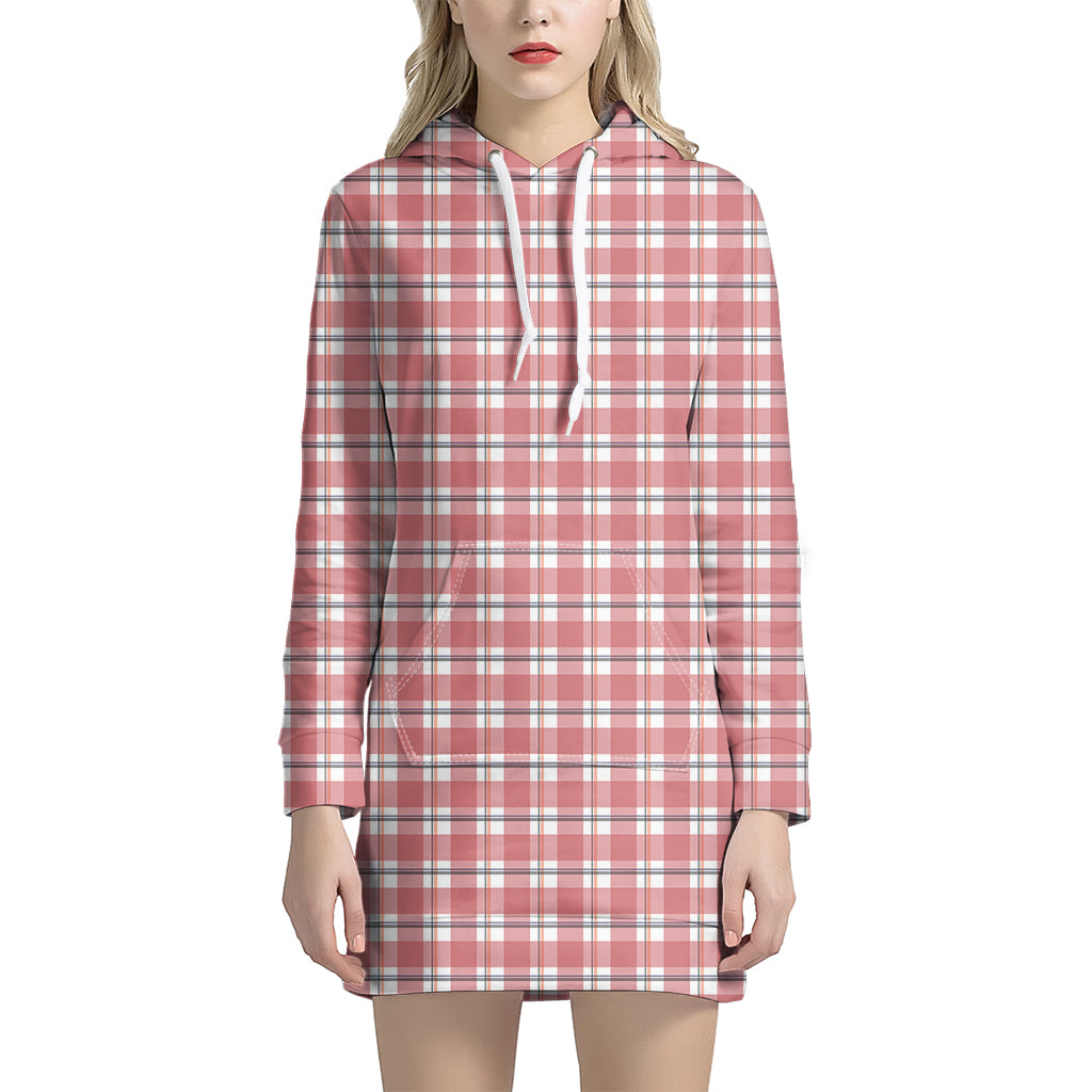 Pastel Madras Pattern Print Hoodie Dress