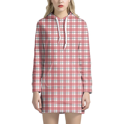 Pastel Madras Pattern Print Hoodie Dress