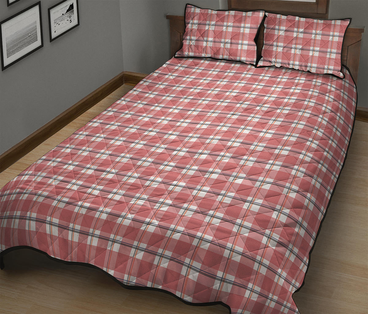 Pastel Madras Pattern Print Quilt Bed Set