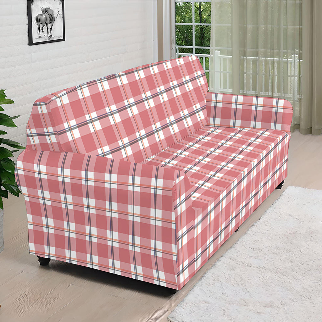 Pastel Madras Pattern Print Sofa Cover