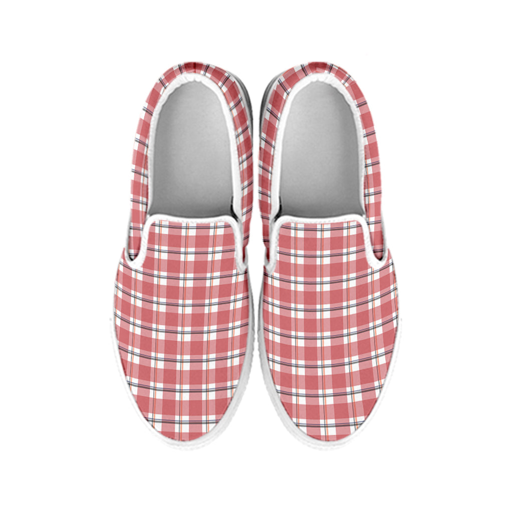 Pastel Madras Pattern Print White Slip On Shoes