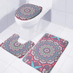 Pastel Mandala Bohemian Pattern Print 3 Piece Bath Mat Set