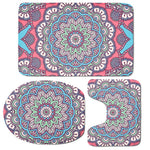 Pastel Mandala Bohemian Pattern Print 3 Piece Bath Mat Set