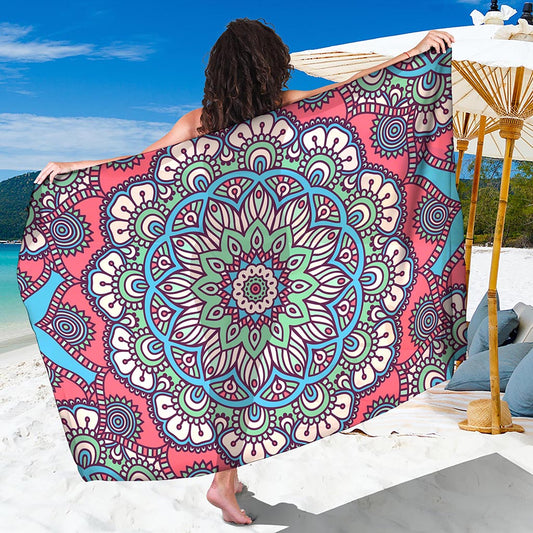 Pastel Mandala Bohemian Pattern Print Beach Sarong Wrap