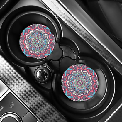 Pastel Mandala Bohemian Pattern Print Car Coasters