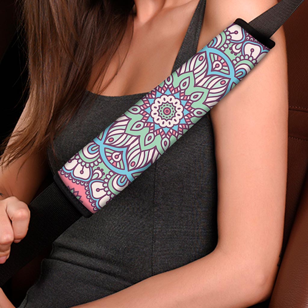 Pastel Mandala Bohemian Pattern Print Car Seat Belt Covers