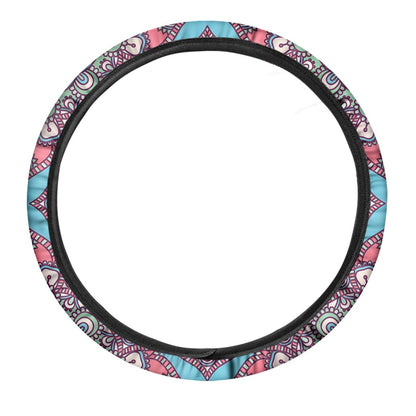 Pastel Mandala Bohemian Pattern Print Car Steering Wheel Cover