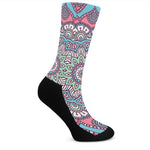 Pastel Mandala Bohemian Pattern Print Crew Socks