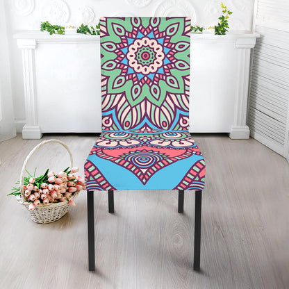 Pastel Mandala Bohemian Pattern Print Dining Chair Slipcover