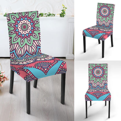 Pastel Mandala Bohemian Pattern Print Dining Chair Slipcover
