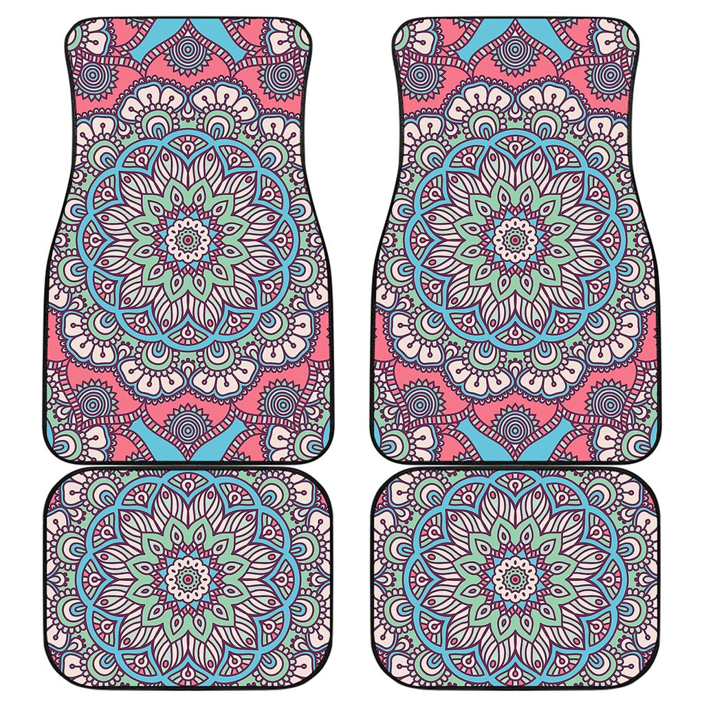 Pastel Mandala Bohemian Pattern Print Front and Back Car Floor Mats