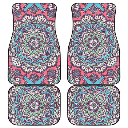 Pastel Mandala Bohemian Pattern Print Front and Back Car Floor Mats