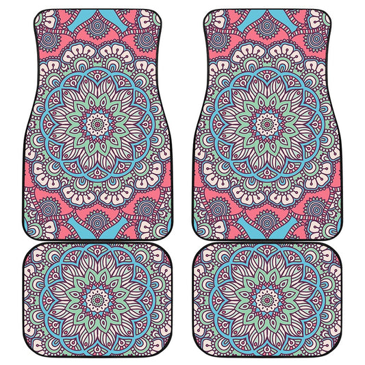 Pastel Mandala Bohemian Pattern Print Front and Back Car Floor Mats