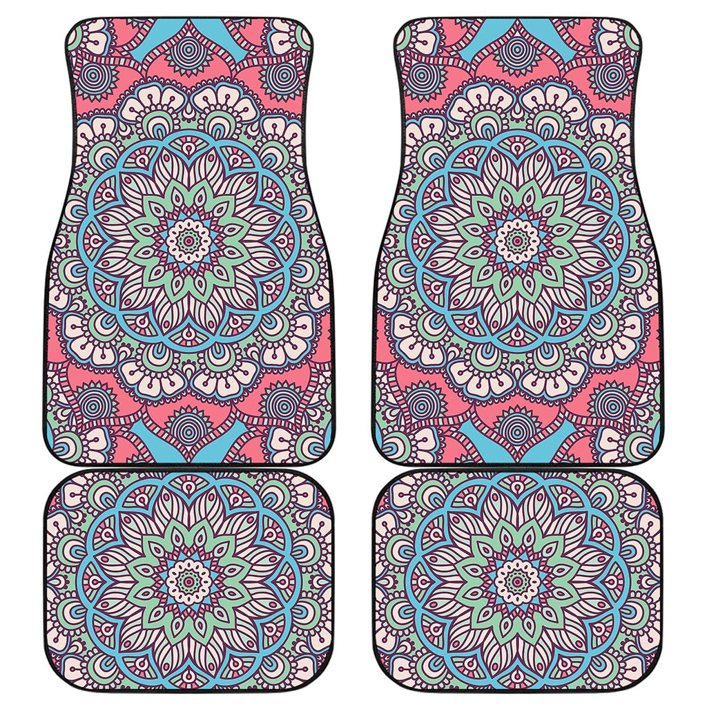 Pastel Mandala Bohemian Pattern Print Front and Back Car Floor Mats